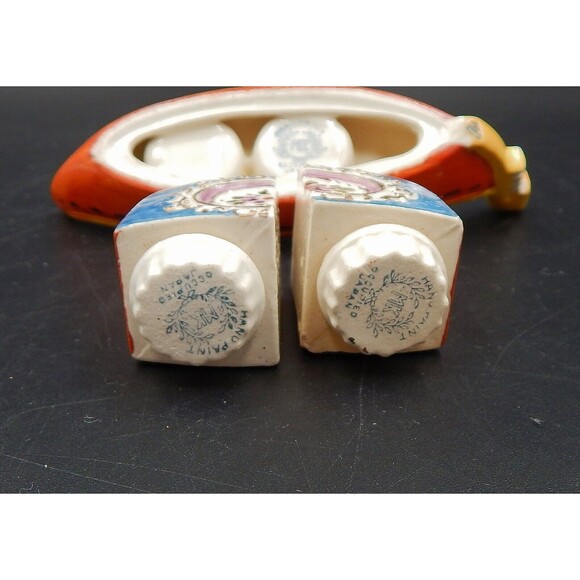 Meiko Porcelain Gondola Boat Salt & Pepper Shakers Hand-Painted Occupied Japan - Picture 9 of 11